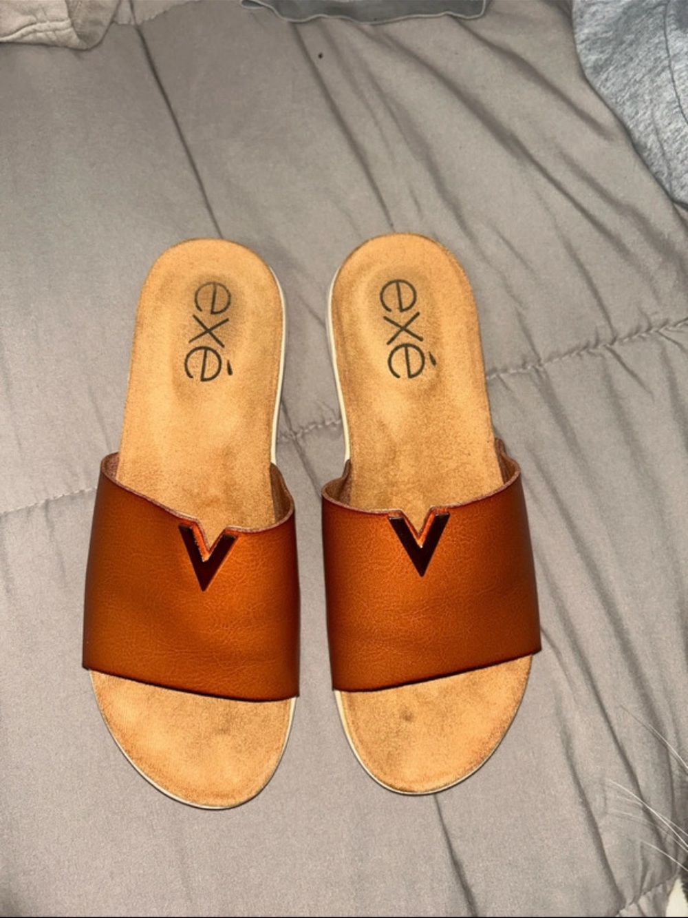 exe Women's Brown Slip-On Slide Sandals - Casual Comfort